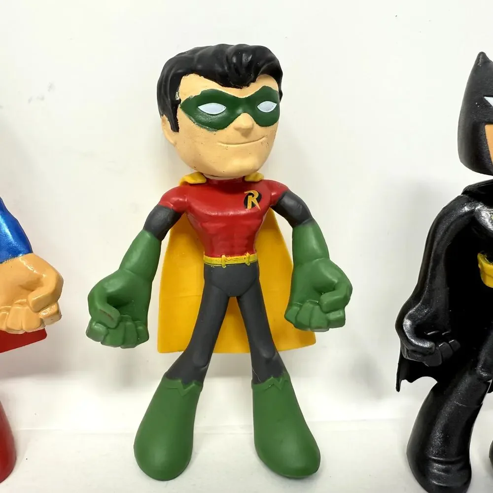 Lot of 3 Mattel DC Comics Batman Robin Superman Action Figures Bendable Toy